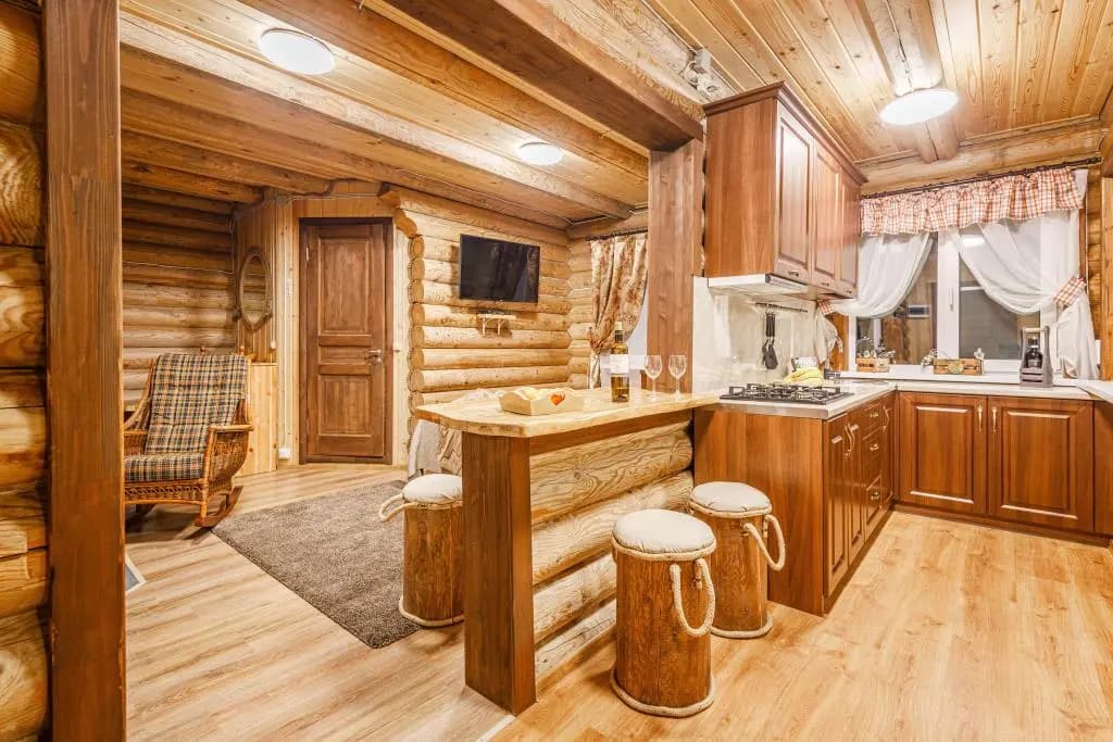 Двухместный коттедж Дом у речки с красивым видом из окна двуспальная кровать фото 6