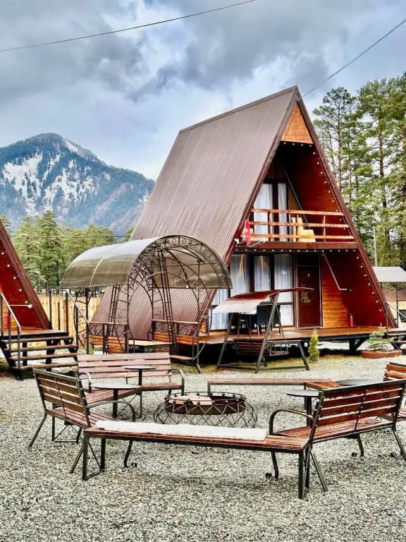 A-frame с кухней 2-уровневный с балконом фото 13