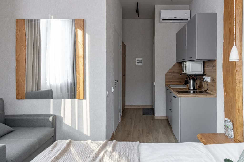Двухместный номер с мини-кухней Comfort двуспальная кровать фото 24